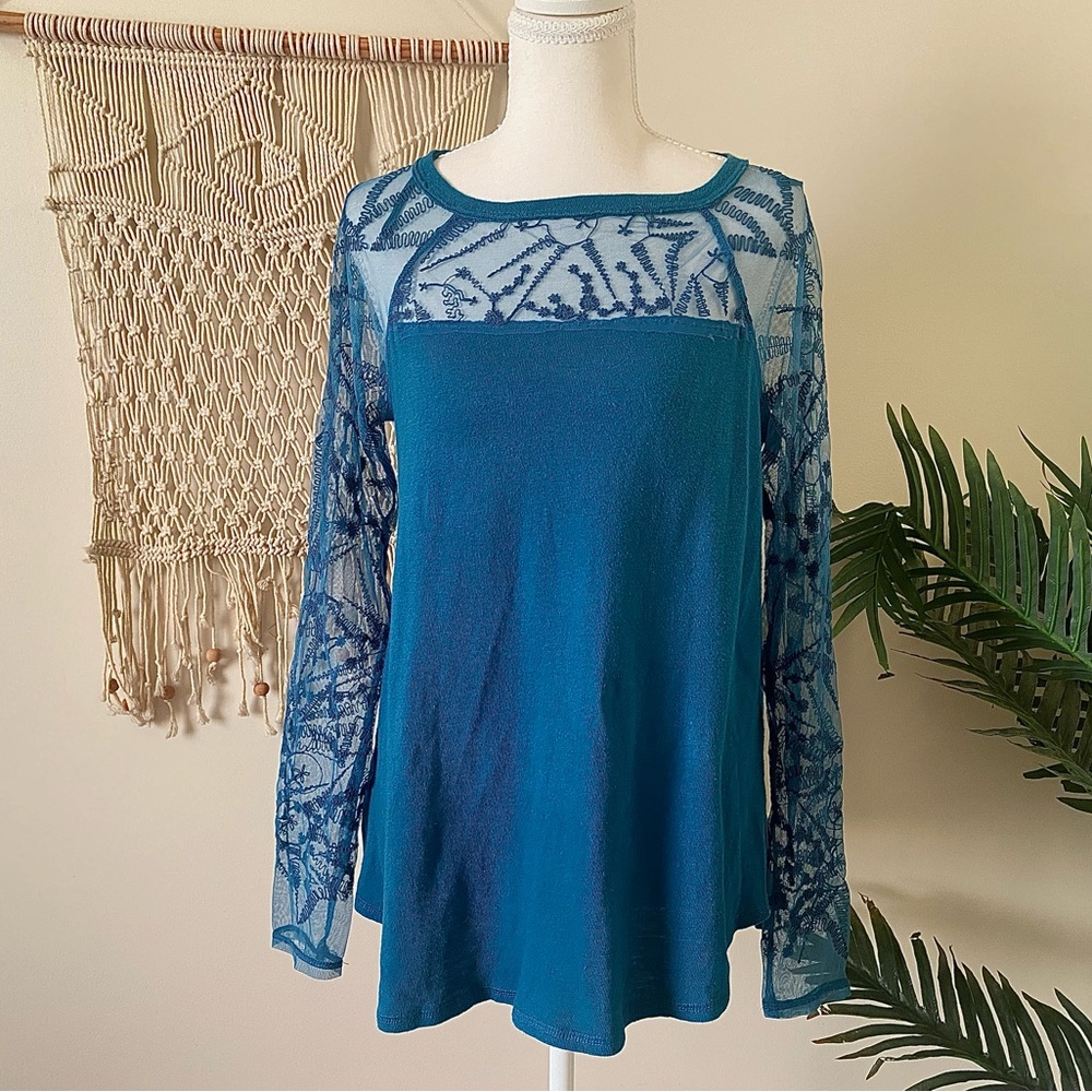 Free People Love Dove Lace Long Sleeve Top